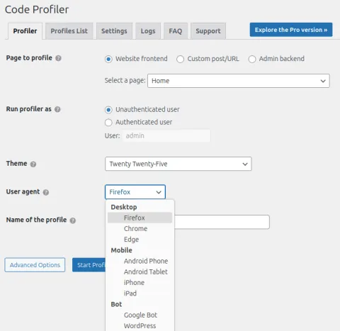 Code profiler